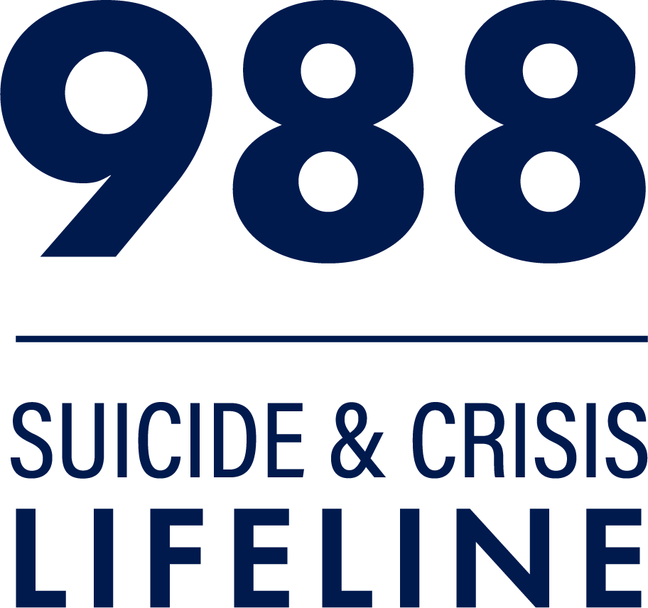 988 Suicide & Crisis Lifeline logo in dark blue lettering.